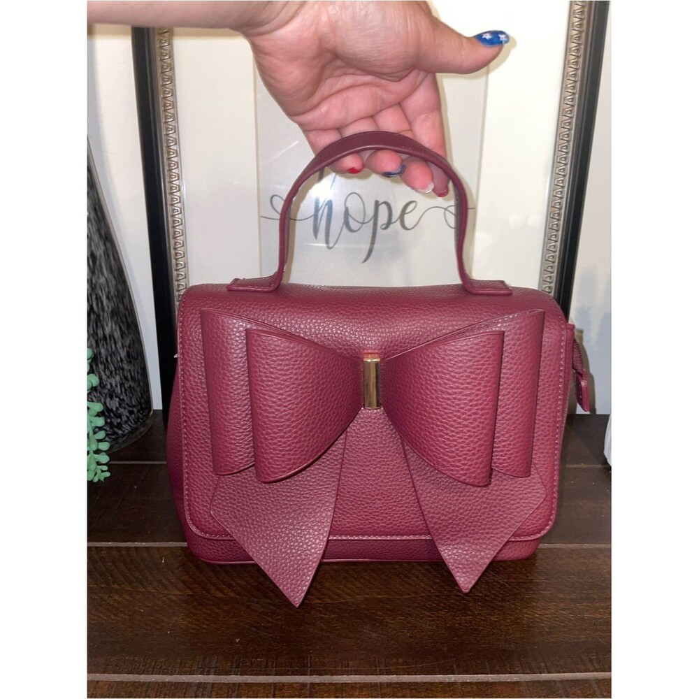 Grossi New York Poppy Grace Bowtie Top-Handle Satchel / Crossbody in Burgundy